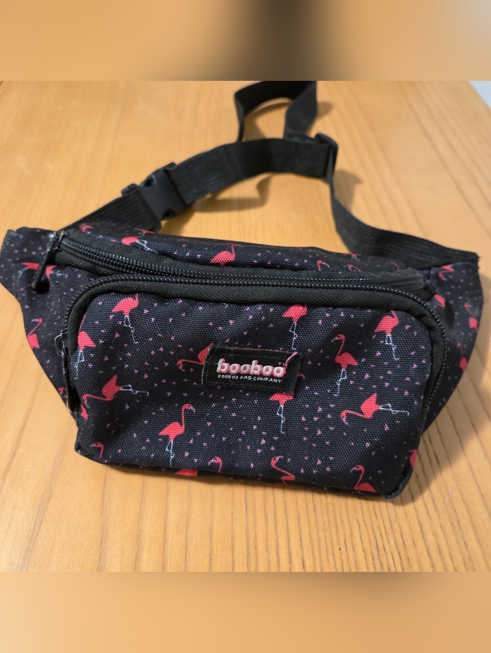 Booboo Black Flamingo Print Waist Bag